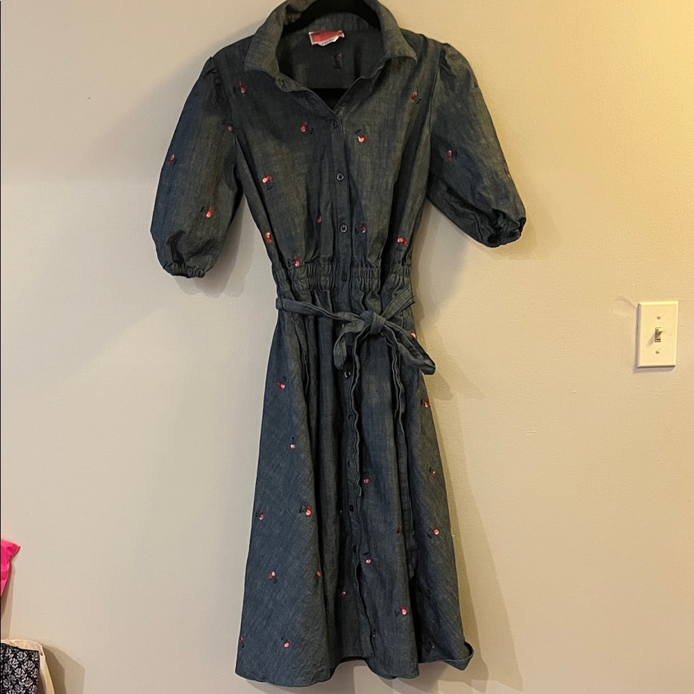 Kate Spade Denim Blue Dress with Pink Accents